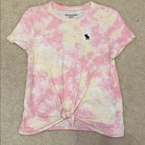 Abercrombie Kids Pink and Yellow knot-font shirt.